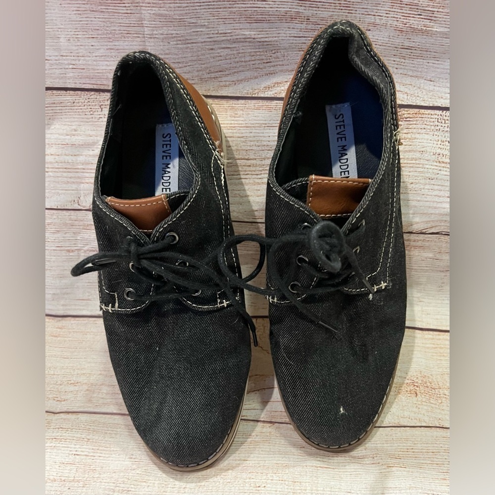 Steve Madden Black And Brown Dressy Canvas men’s shoes size 5